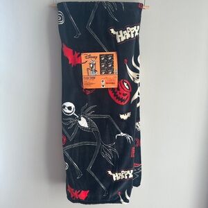 New Disney Nightmare Before Christmas Blanket Halloween Black Red Jack Zero
